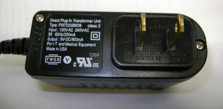 FRIWO Power Supply Medical LED ON 100-240 AC to 9VDC 800ma XFMER 1.3x 3.5x 9.5mm