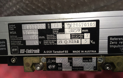 RSF ELEKTRONIK MSA 6706 67061 170MM LINEAR ENCODER W/ Parker Daedal 106061C20ELH