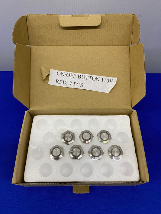 J22-371R METAL PUSH BUTTON SWITCH RED RING LED - JinHong - 1 LOT QTY 7