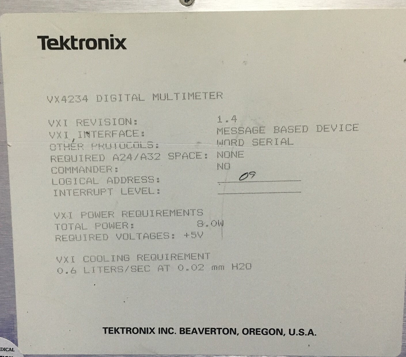 MODULE MULTIMÈTRE NUMÉRIQUE RÉVISION TEKTRONIX VX4234 VXI 