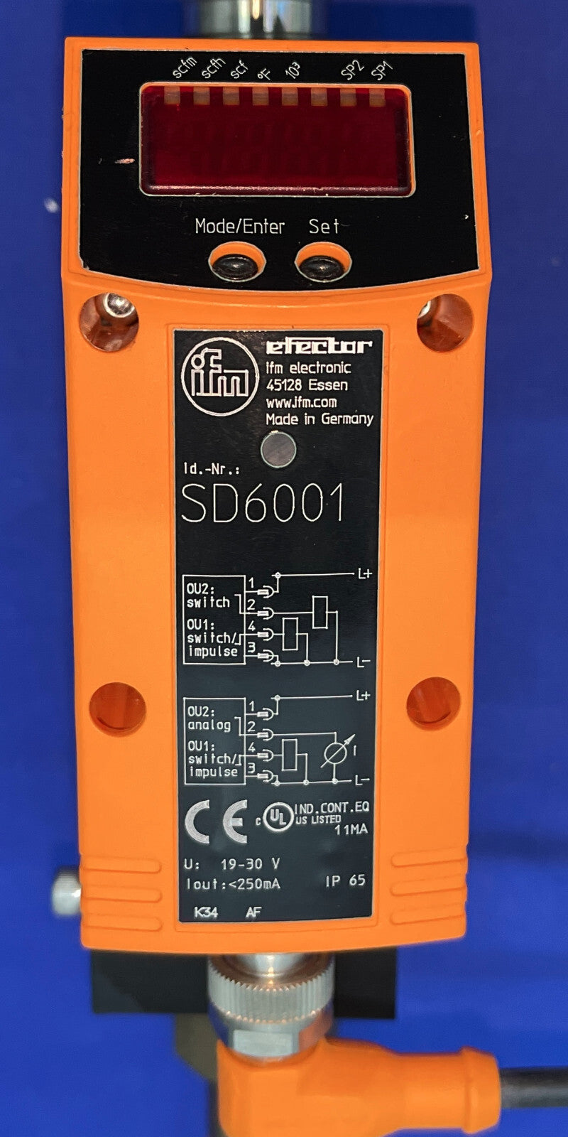 EFECTOR IFM SD6001 DRUCKLUFTSENSOR MESSGERÄT 19-30V IP65