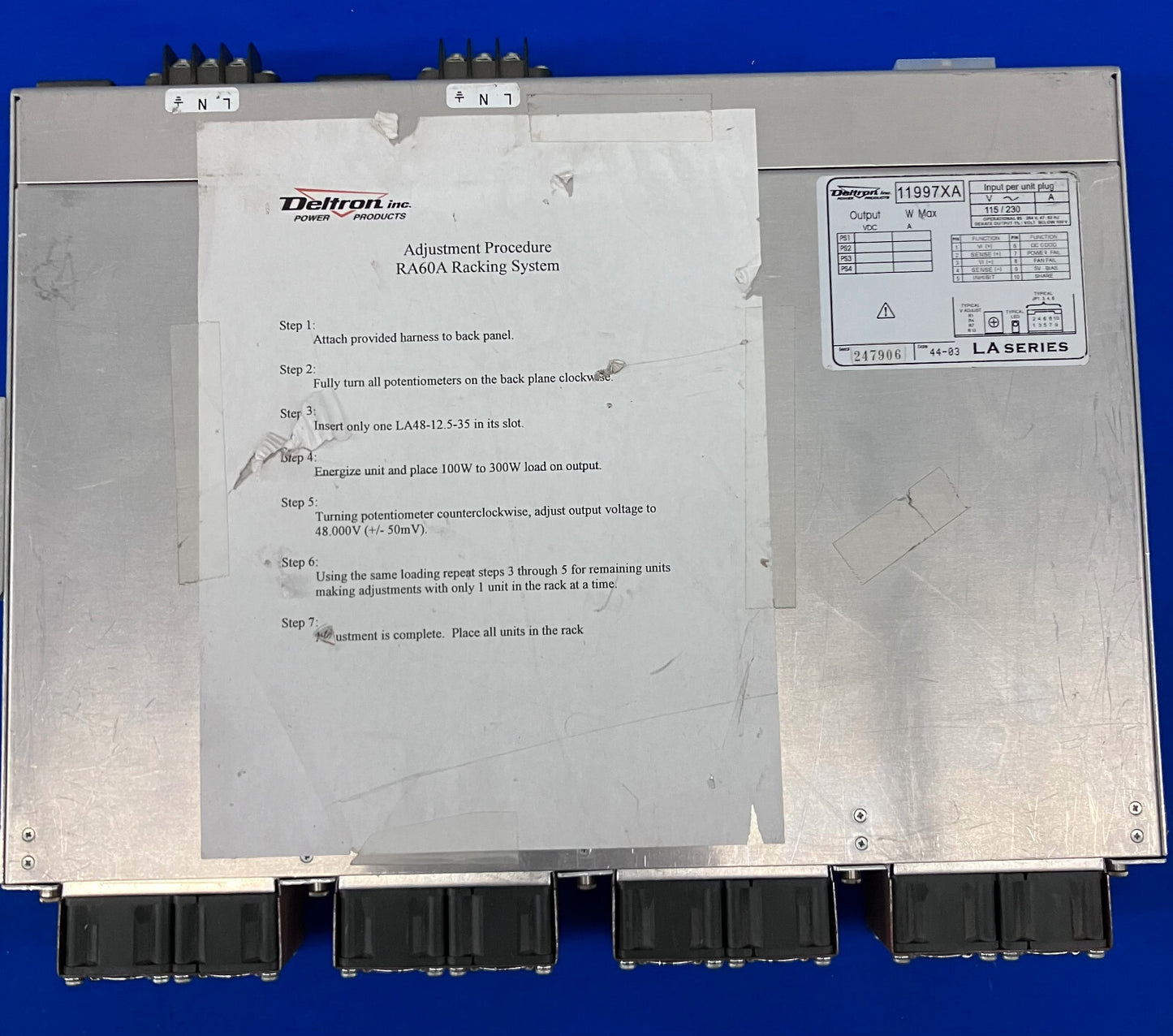 DELTRON POWER PRODUCTS LA SERIES 11997XA POWER SUPPLY RACK MOUNT (MISSING ONE)