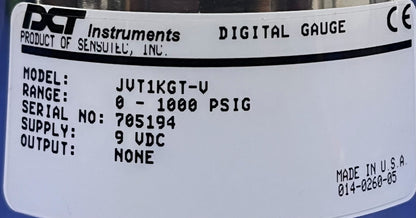DCT INSTRUMENTS DIGITALES DRUCKMESSGERÄT PSIG 0-1000 JVT1KGT-V JV-SERIE