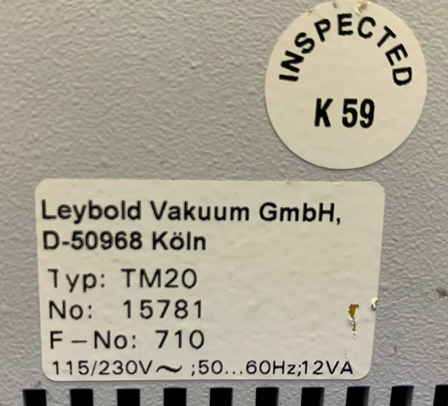 Regolatore Leybold Vakuum / Vacuum Thermovac TM20 D-50968 