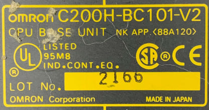 Lot of 2 Omron 10 Slot CPU Base Unit C200HBC101-V2