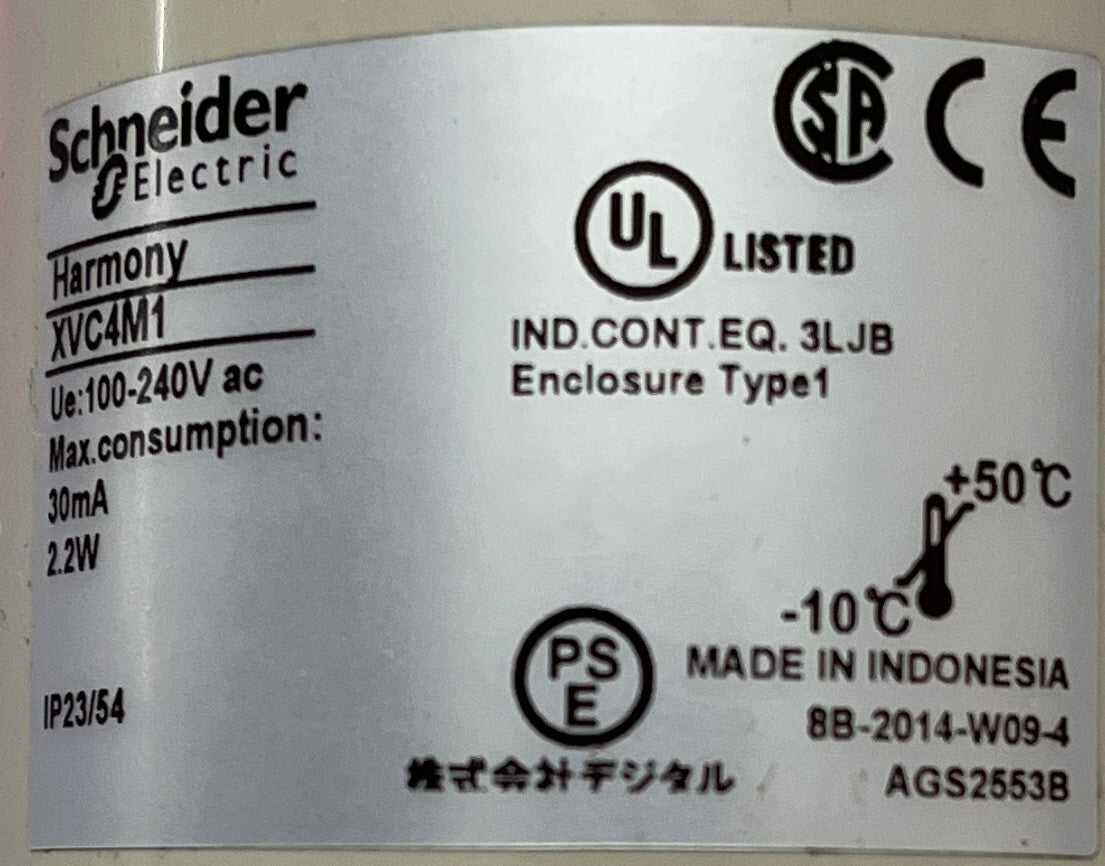 SCHNEIDER ELECTRIC XVC4M1 100-240 V ROTER LICHTMASTTURM HARMONY mit EIN-/AUS-SCHALTER