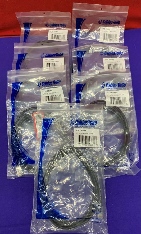 1 Lot Qty of 7 - C2G Cables To Go Cat5e 22683 5’ Black Connectors RJ-45 Male