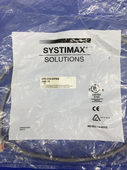 1 LOT QTY OF 2 - SYSTIMAX ® SOLUTIONS CPC3312-03F005 / GS8E-GY5 PATCH CORD