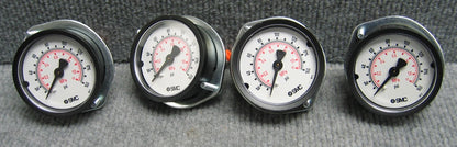 QTY OF 4 SMC PNEUMATIC GAUGES 0-160PSI 0-1.1 MPa