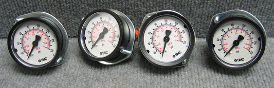QTY OF 4 SMC PNEUMATIC GAUGES 0-160PSI 0-1.1 MPa
