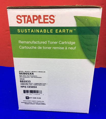 STAPLES SEB05XR / HP CE505X REMANUFACTURED TONER CARTRIDGE