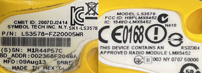 SYMBOL MOTOROLA BARCODE SCANNER LS3578 met OPLAADSTATION - 1 PARTIJ HOEVEELHEID 2