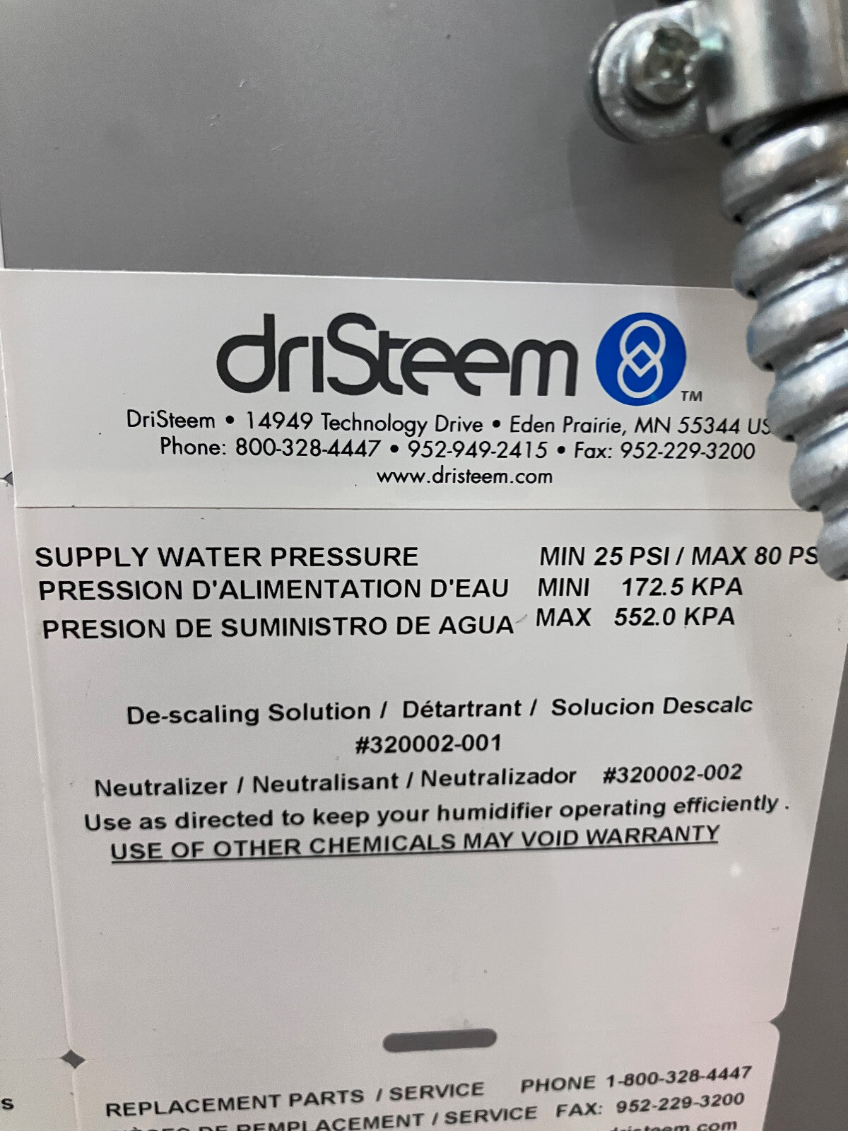 DRISTEEM™ VAPORSTREEM® 加湿器 VLC-42-2 DI 480V、3PH、50/60HZ、50.5A、42K