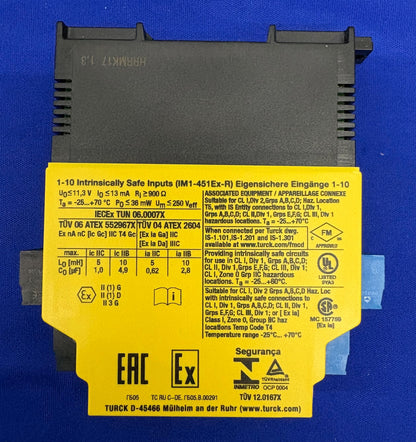 TURCK IM1-451Ex-R ISOLATING SWITCHING AMPLIFIER 4-CH LED INDICATOR