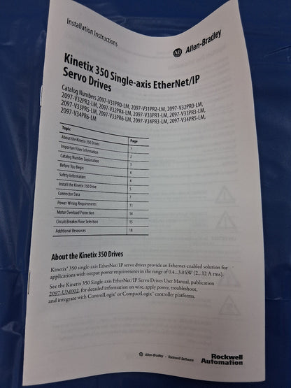Allen Bradley KINETIX 350 SERVO DRIVE  2097-V33PR3-LM PN-102499 120V /240  NEW
