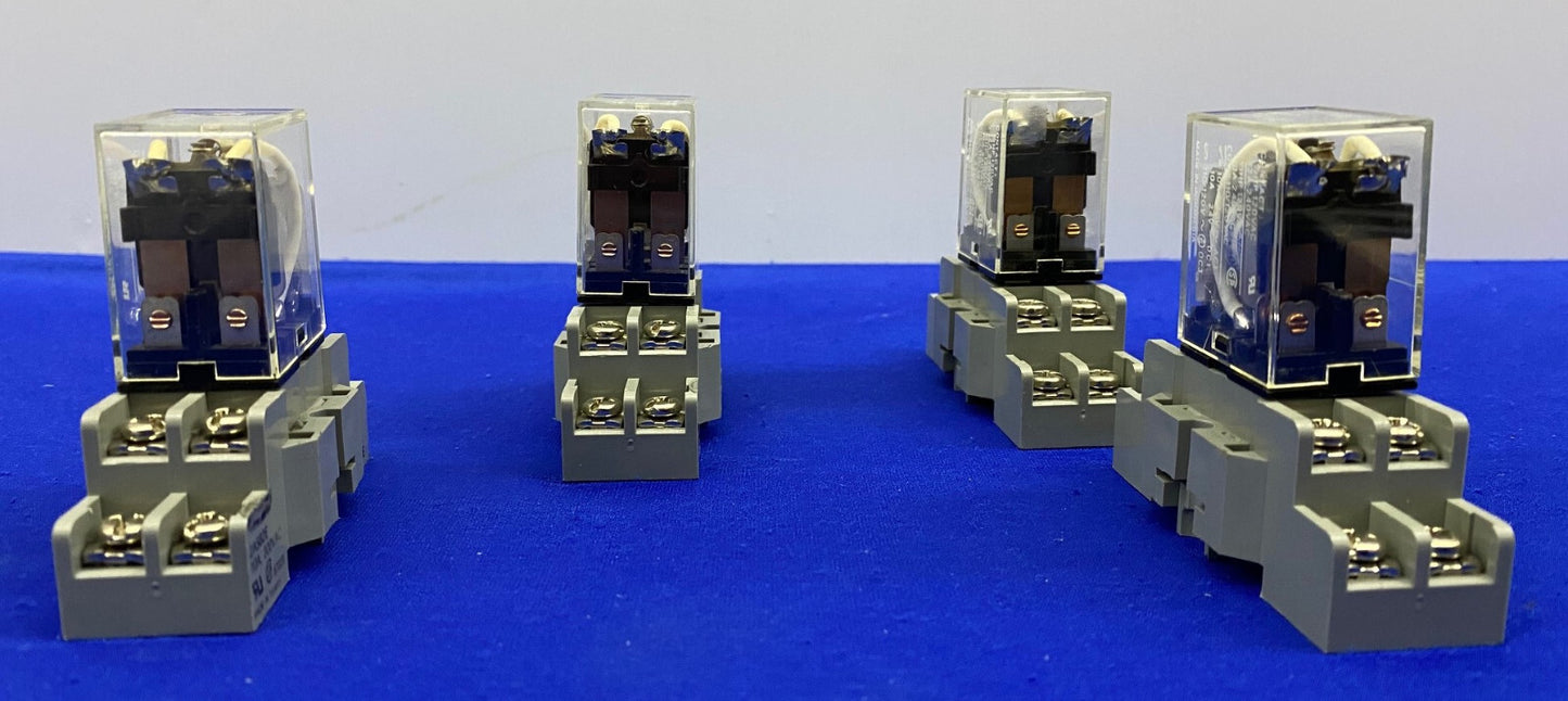 OMRON RELAYS LY2 WITH DAYTON 2A582E RELAY SOCKETS - 1 LOT OF QTY 4