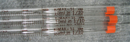 KIMAX 37034 / KIMAX-51 10ml IN 1/10 TD 20 DEG C SEROLOGICAL GLASS PIPETS