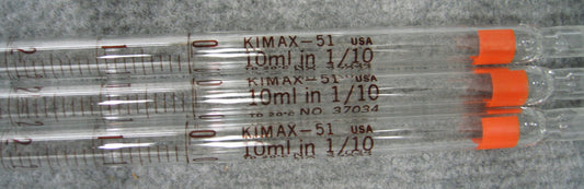 KIMAX 37034 / KIMAX-51 10ml IN 1/10 TD 20 DEG C SEROLOGICAL GLASS PIPETS