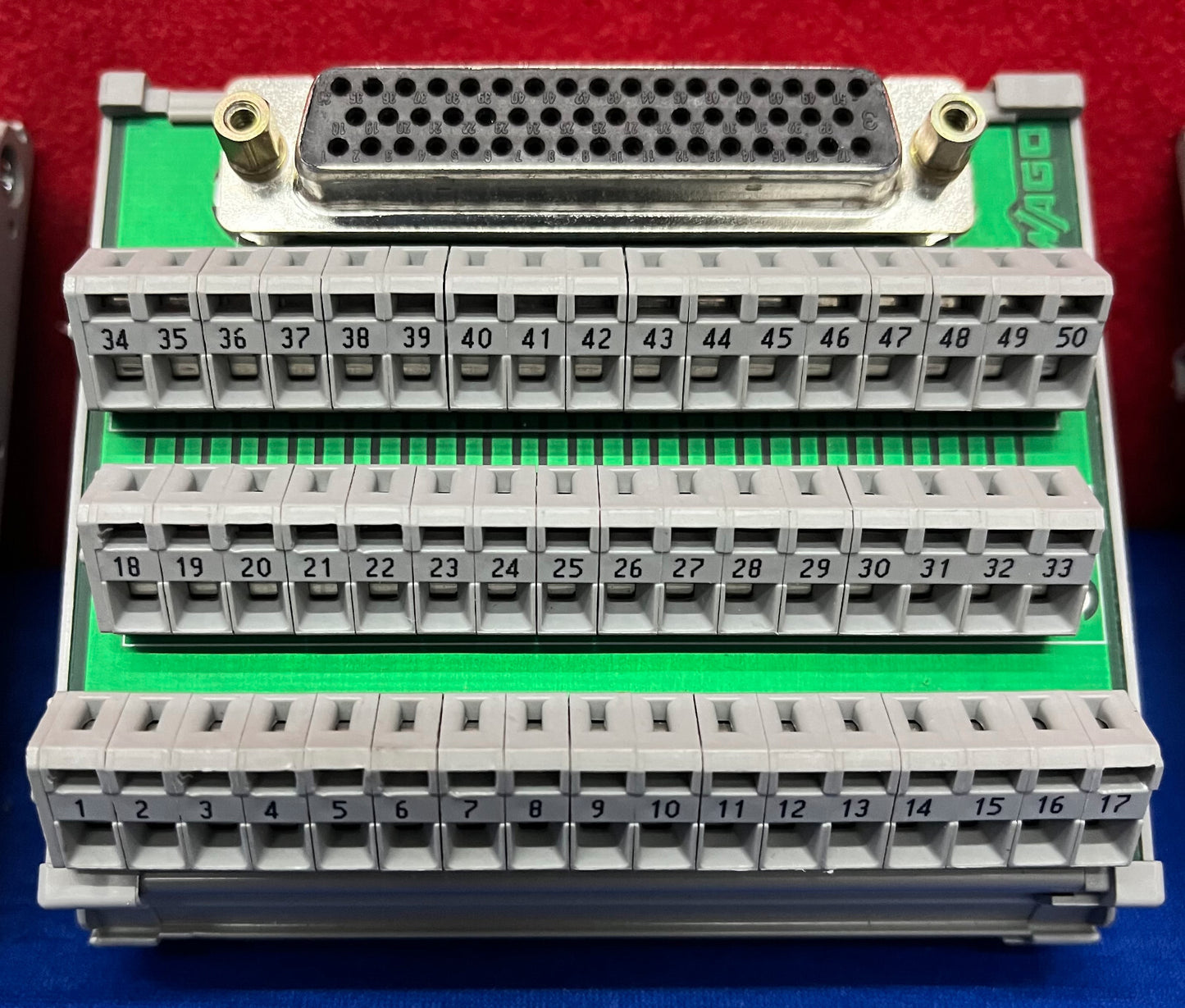 1 LOT QTY OF 3 - WAGO 50 Pin DIN RAIL MOUNT TERMINAL BLOCK