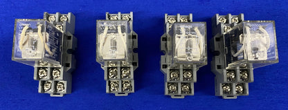 OMRON RELAYS LY2 WITH DAYTON 2A582E RELAY SOCKETS - 1 LOT OF QTY 4