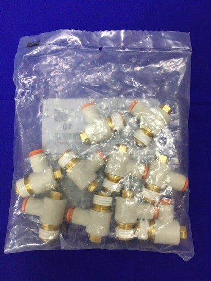 1 PACKAGE OF QTY 10 -  SMC KQ2V07-35AS FITTINGS UNI MALE ELBOW
