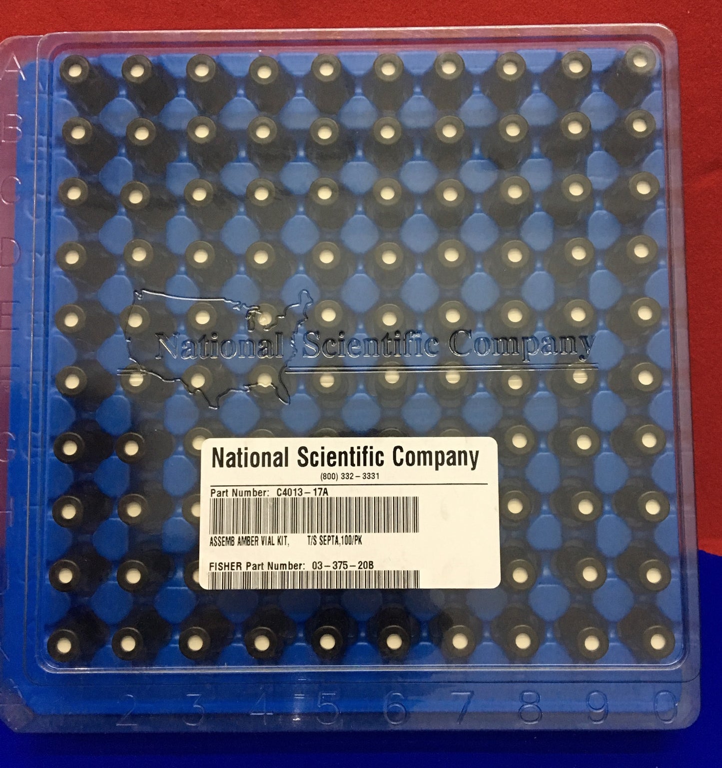 KIT FIALE AMBRA ASSEMBLATO NATIONAL SCIENTIFIC FISHER C4013-17A '1 CONFEZIONE DA 100 FIALE' 