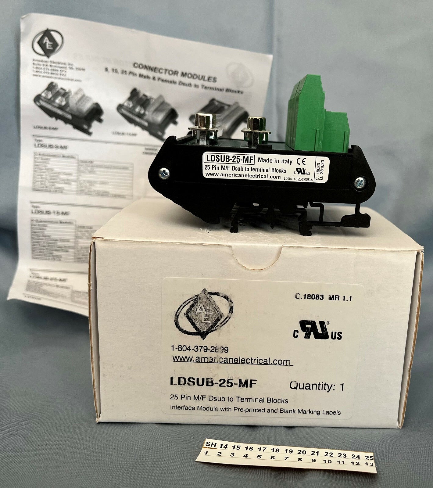 American Electrical LDSUB-25-MF 25PIN M/F Dsub to Terminal Block