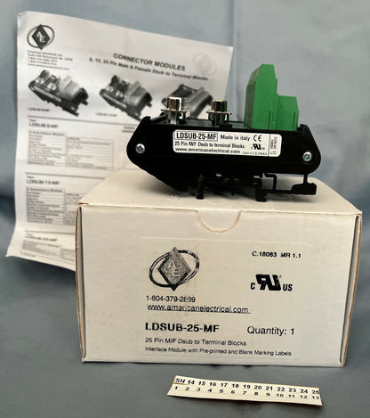 American Electrical LDSUB-25-MF 25PIN M/F Dsub to Terminal Block