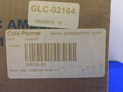 BOX OF 12 - COLE-PARMER Packer Bottle: Glass 950 mL Capacity 32 fl oz Amber