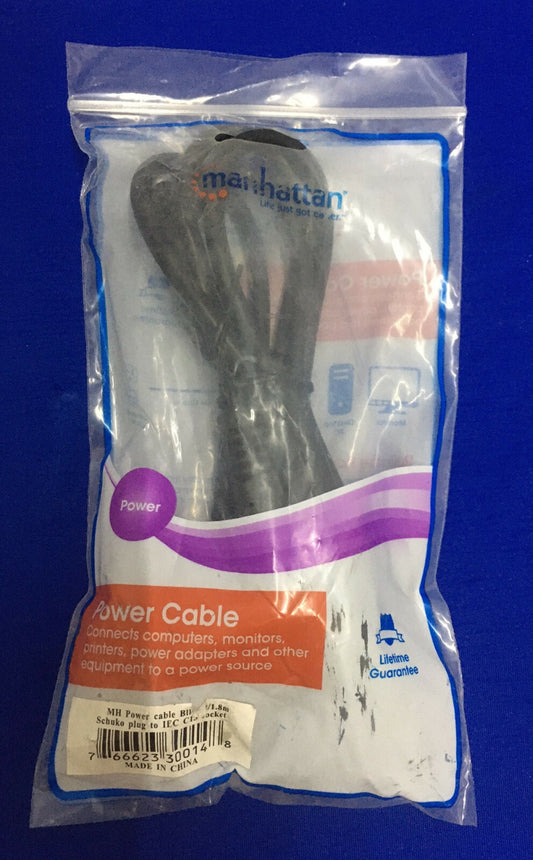 MANHATTAN 7-6662-330014-8 766623300148 MH POWER CABLE BLK 6FT/1.8M SCHUKO PLUG