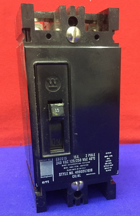 WESTINGHOUSE EB2015 MOLDED CASE CIRCUIT BREAKER
