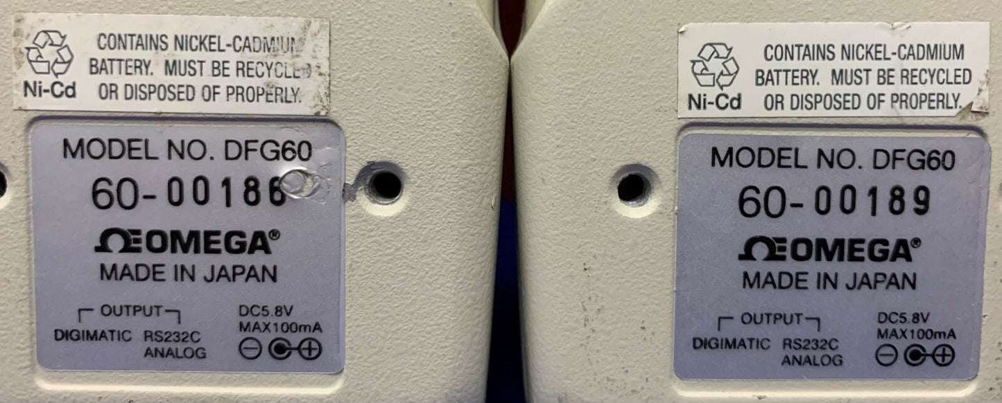 1 Lot Qty of 2 - FOR PARTS/REPAIR Omega Engineering DFG60-11 Digital Force Gauge