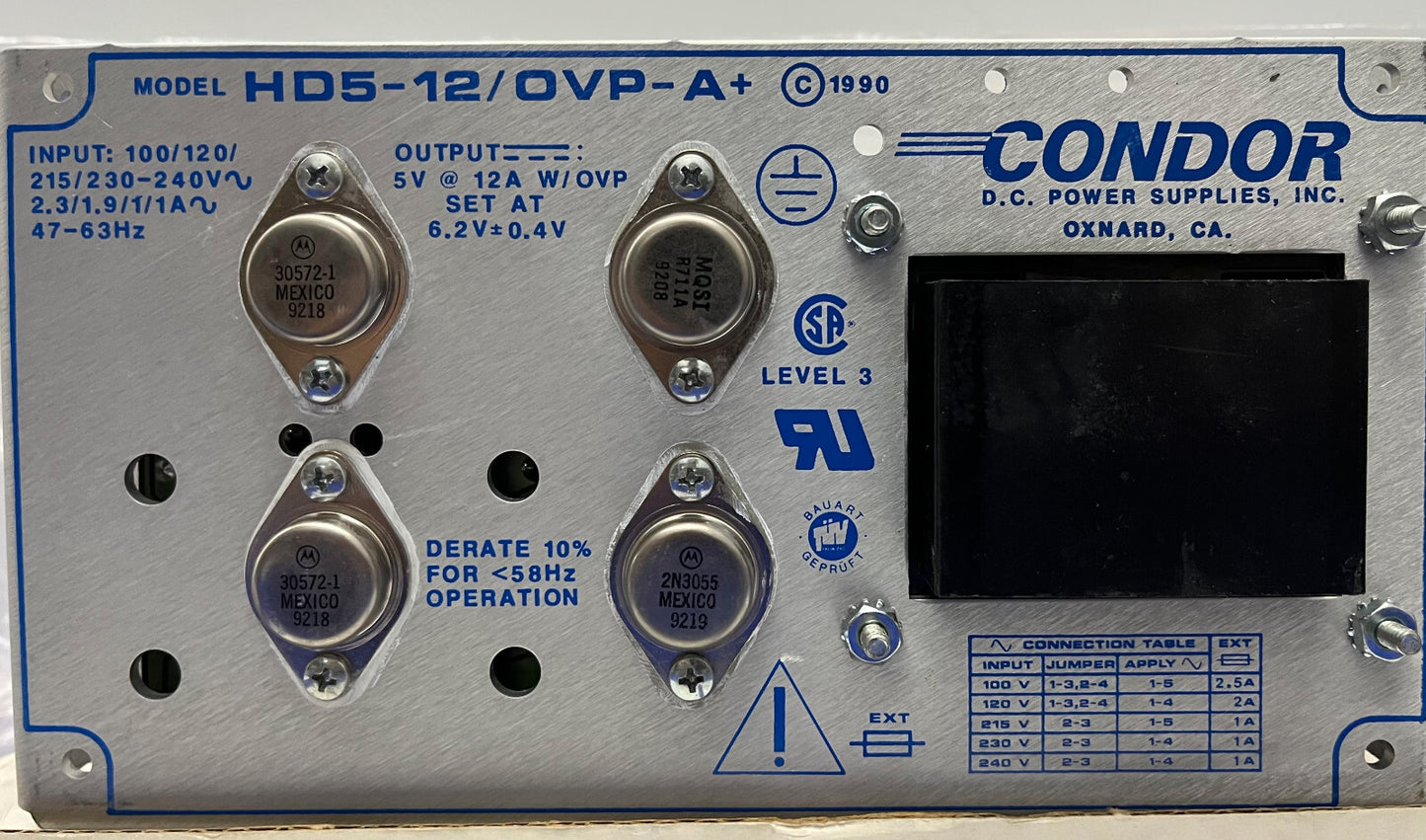 CONDOR HD5-12/OVP-A+ DC POWER SUPPLY 5V 12A