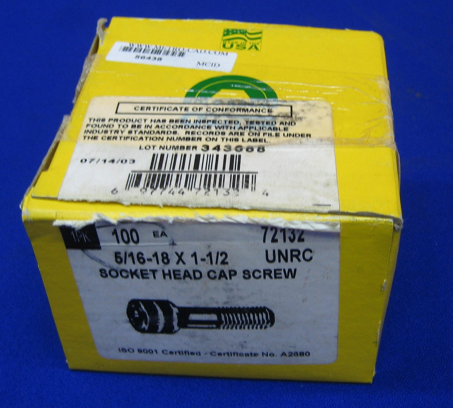 HOLO-KROME ALLEN  72132 3H682  5/16-18 X 1-1/2  SOCKET HEAD CAP SCREW