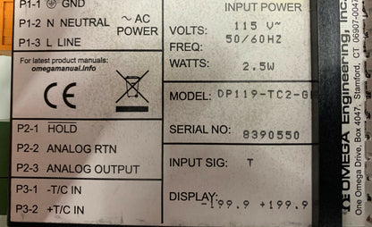 OMEGA DP119 DP119-TC2-GR THERMOCOUPLE MINIATURE PANEL THERMOMETER
