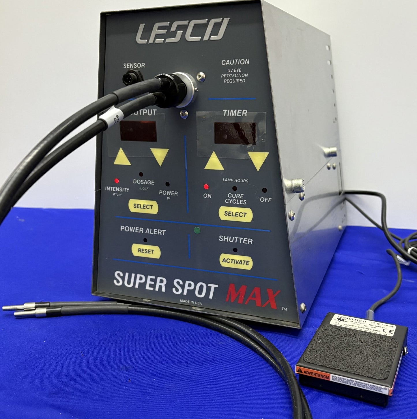 LESCO SUPER SPOT MAX HP VSM3001 UV CURING SYSTEM W/ FOOT SWITCH & LIGHT GUIDE