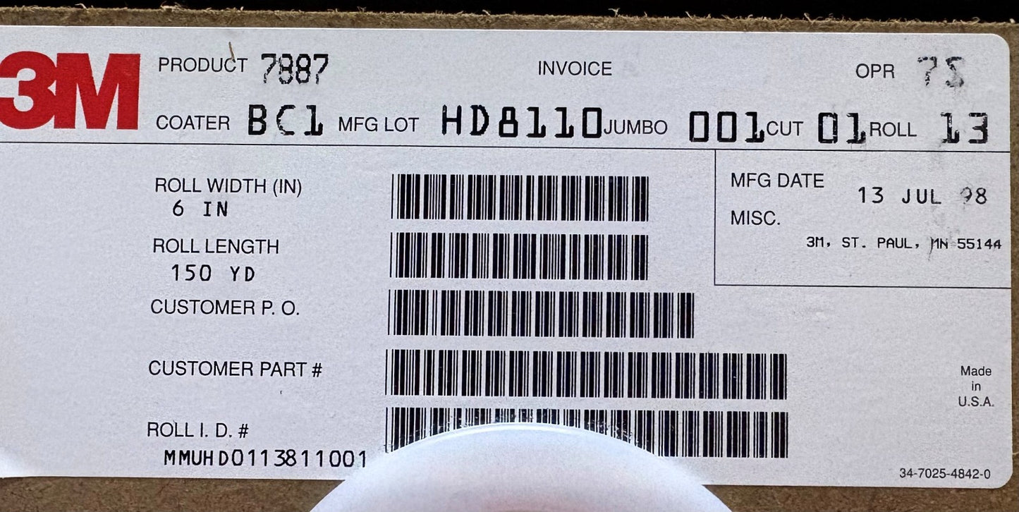 3M #7887 SILVER LABEL COMPUTER-IMPRINTABLE POLYESTER LABLE TAPE ROLL - 2 BOXES