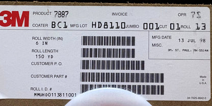 3M #7887 SILVER LABEL COMPUTER-IMPRINTABLE POLYESTER LABLE TAPE ROLL - 2 BOXES
