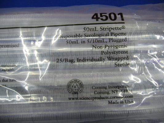CORNING COSTAR 4501 DISPOSABLE 50mL STRIPETTE 25/BAG