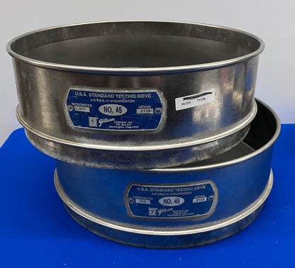 Tamis de test Gilson n° 45, norme américaine, micromètre 355, 0,0139 pouce, lot de 2